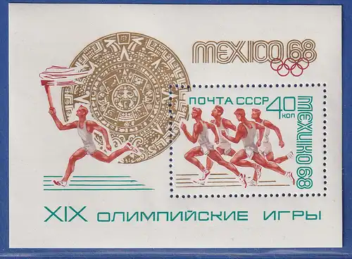 Sowjetunion 1968 Olympische Spiele in Mexiko-City Mi.-Nr. Block 51 postfrisch **