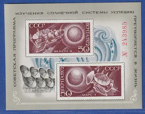 Sowjetunion 1972 Erforschung des Sonnensystems Mi.-Nr. Block 82 postfrisch **