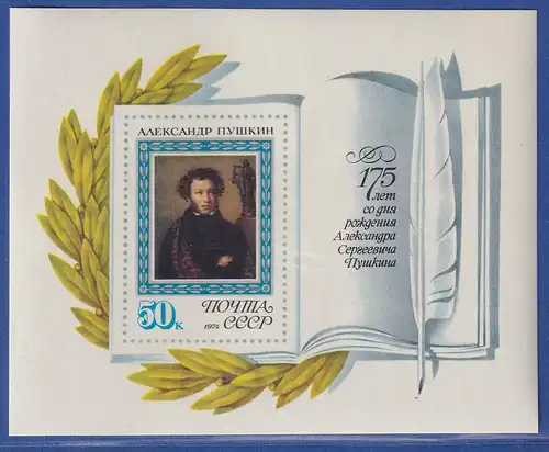 Sowjetunion 1974 - 175. Geburtstag von Alexander S. Puschkin Mi.-Nr. Block 96 **