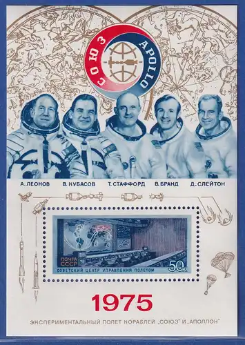 Sowjetunion 1975 Raumfahrtunternehmen Sojus-Apollo Mi.-Nr. Block 105 **