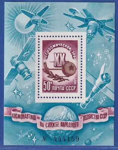 Sowjetunion 1977 - 20 Jahre Weltraumfahrt Mi.-Nr. Block 122 **