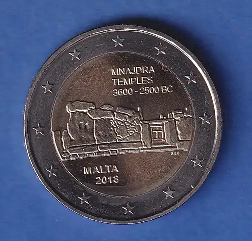 Malta 2018 2-Euro-Sondermünze Tempel von Mnajdra bankfr. unzirk. 