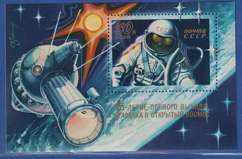 Sowjetunion 1980 - 15. Jahrestag erster Weltraumspaziergang Mi.-Nr. Block 145 **