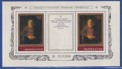 Sowjetunion 1983 Rembrandt-Gemälde in der Eremitage Mi.-Nr. Block 163 **