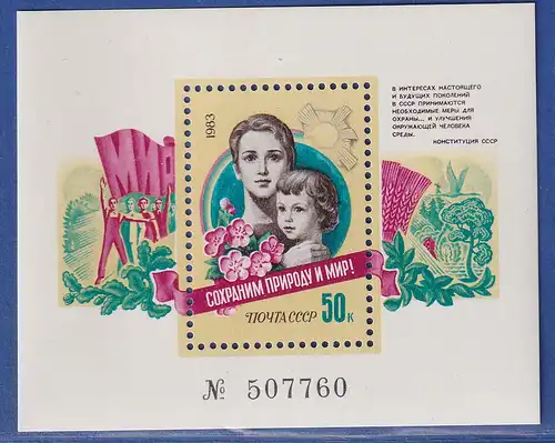 Sowjetunion 1983 Umweltschutz Mi.-Nr. Block 169 postfrisch **