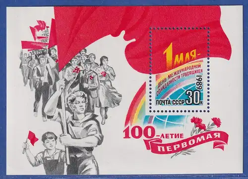 Sowjetunion 1989 - 100 Jahre Tag der Arbeit 1. Mai Mi.-Nr. Block 206 **