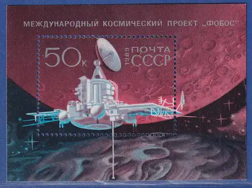 Sowjetunion 1989 Weltraumprojekt Phobos Mi.-Nr. Block 207 **