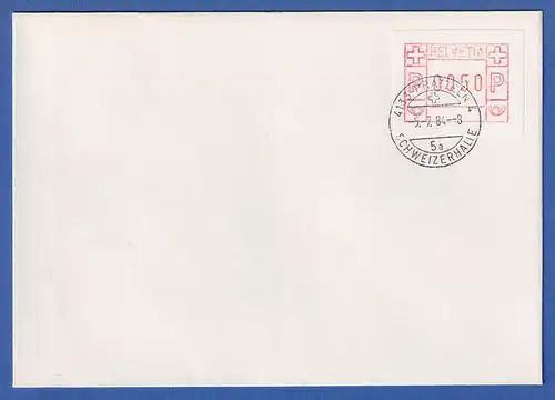 Schweiz FRAMA-ATM Mi-Nr. 3.3b Wert 0050 gedruckt auf weißem Testpapier auf Brief