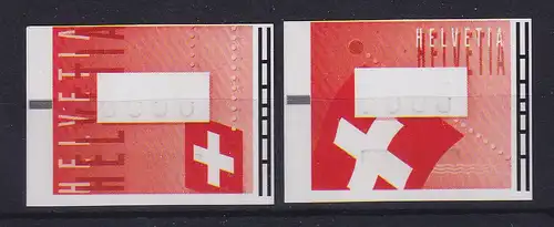 Schweiz 2005 ATM Flaggen Mi.-Nr. 15-16  je Wert 0005 nur halb gedruckt **