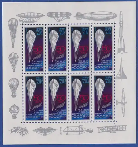 Sowjetunion 1983 Stratosphärenballon Mi.-Nr. 5293 KLEINBOGEN postfrisch **