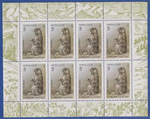 Sowjetunion 1987 Murmeltier Mi.-Nr. 5711 KLEINBOGEN postfrisch **
