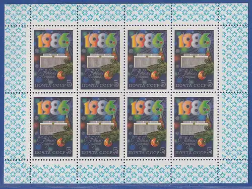 Sowjetunion 1985 Neujahr 1986 Mi.-Nr. 5558 KLEINBOGEN postfrisch **