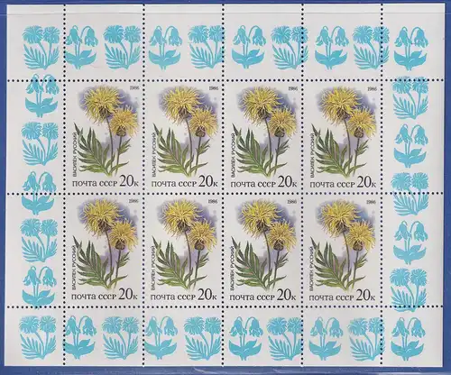 Sowjetunion 1986 Steppenblume - Flockenblume Mi.-Nr. 5577 KLEINBOGEN **