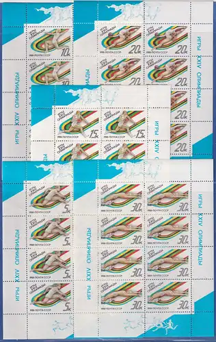 Sowjetunion 1988 Olympische Spiele Seoul Mi.-Nr. 5840-5844 KLEINBOGENSATZ **