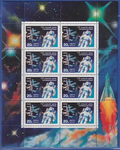 Sowjetunion 1990 Tag der Kosmonauten Mi.-Nr. 6073 KLEINBOGEN postfrisch **