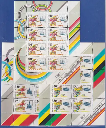 Sowjetunion 1991 Olympische Spiele Barcelona Mi.-Nr. 6225-6227 KLEINBOGENSATZ **