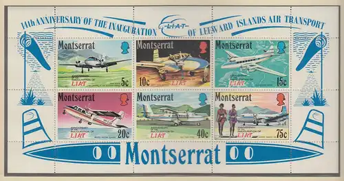 Montserrat 1971 14 Jahre Fluggesellschaft LIAT , Flugzeuge Mi.-Nr. Block 2 **