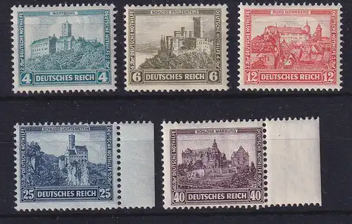 Deutsches Reich 1932 Nothilfe Burgen und Schlösser Mi.-Nr. 474-478 postfrisch **