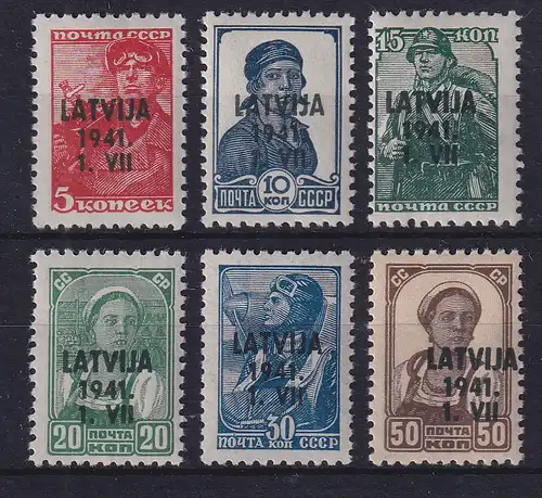 Dt. Besetzung 2.WK, Lettland Freimarken Mi.-Nr. 1-6 postfrisch **