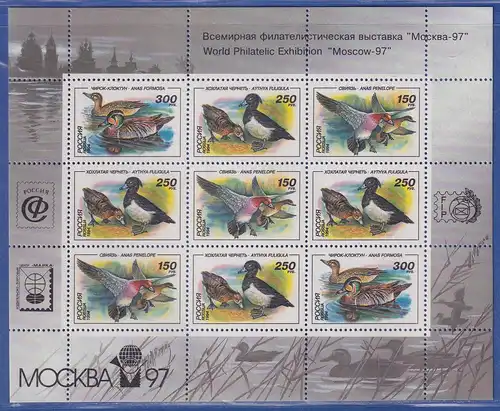 Russland 1994 Enten Mi.-Nr. 389-391 KLEINBOGEN mit Zudruck **