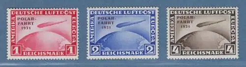 Dt. Reich 1931 Zeppelin Polarfahrt Mi.-Nr. 456-58 Satz kpl. **, 458 mit Attest