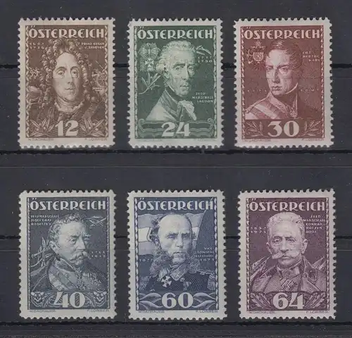 Österreich 1935 Heerführer Mi.-Nr. 617-22 Satz 6 Werte **