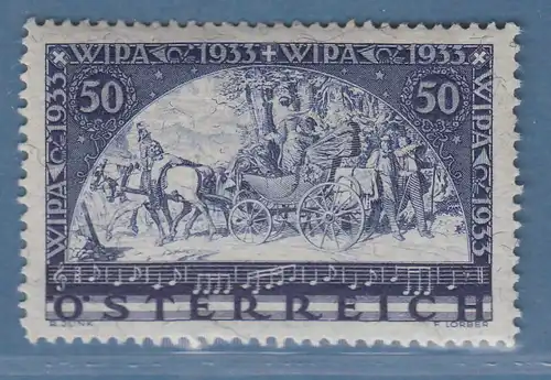 Österreich WIPA 1933 Postkutsche gefasertes Papier, Mi-Nr. 556A postfrisch **