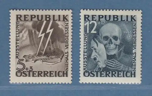 Österreich 1946 "Niemals vergessen" nicht ausgegebene Blitz / Totenkopf **