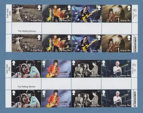 Großbritannien 2022 Briefmarken The Rolling Stones Satz 8 Wte. Zwischenstege **