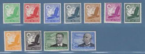 Deutsches Reich 1934 Flugpost-Ausgabe Mi.-Nr. 529-539x  kpl. Satz 11 Werte ** 