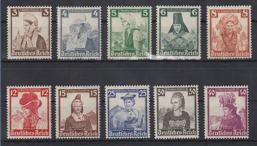 Deutsches Reich 1935 Nothilfe Trachten Mi.-Nr. 588-597 Satz 10 Werte ** 