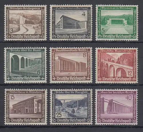 Deutsches Reich, Mi.-Nr. 634-42, WHW Bauwerke1936, Satz kpl. einwandfrei **