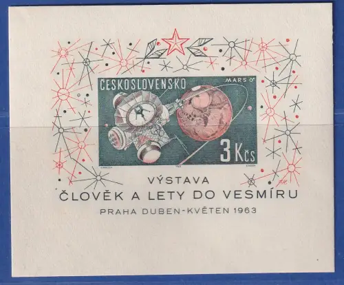 Tschechoslowakei 1963 Weltraumforschungsausstellung Mi.-Nr. Block 19 **
