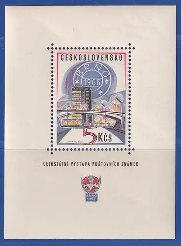 Tschechoslowakei 1966 Briefmarkenausstellung Brno Mi.-Nr. Block 25 postfrisch **