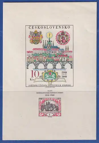 Tschechoslowakei 1968 - 50 Jahre Tschechslowak. Briefmarken Mi.-Nr. Block 29 **