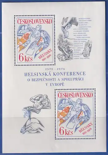 Tschechoslowakei 1976 Schlussakte von Helsinki Mi.-Nr. Block 33 postfrisch **