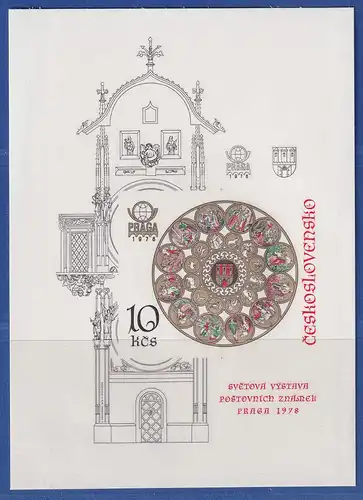 Tschechoslowakei 1978 Int. Briefmarkenausstellung Prag Mi.-Nr. Block 35 B **