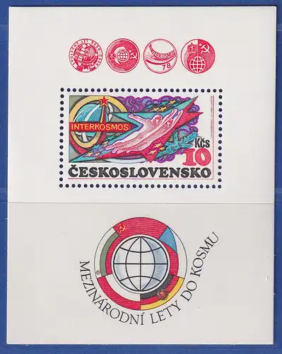 Tschechoslowakei 1979 Weltraumforschung Interkosmos Mi.-Nr. Block 40 A **