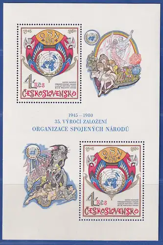 Tschechoslowakei 1980 - 35 Jahre Vereinte Nationen Mi.-Nr. Block 41 **