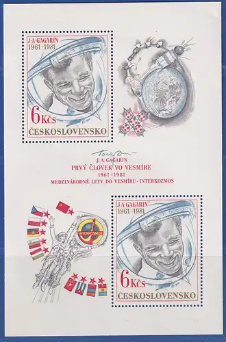 Tschechoslowakei 1981 Juri Gagarin Mi.-Nr. Block 43 postfrisch **