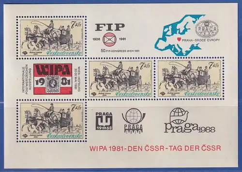 Tschechoslowakei 1981 Briefmarkenausstellung WIPA Wien Mi.-Nr. Block 44 **