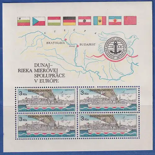 Tschechoslowakei 1982 Europäische Donau-Kommission Mi.-Nr. Block 51 **