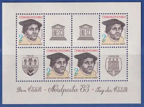 Tschechoslowakei 1983 Briefmarkenausstellung NORDPOSTA Mi.-Nr. Block 56 **