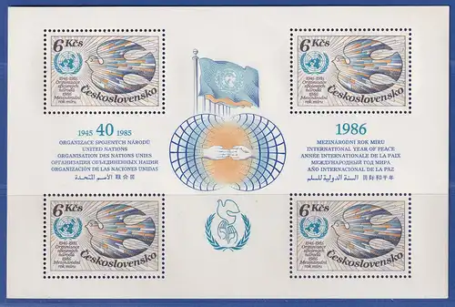 Tschechoslowakei 1985 - 40 Jahre Vereinte Nationen UNO Mi.-Nr. Block 63 **