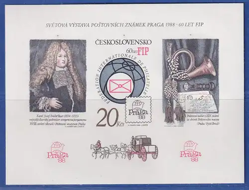 Tschechoslowakei 1986 Briefmarkenausstellung Prag Mi.-Nr. Block 67 B **