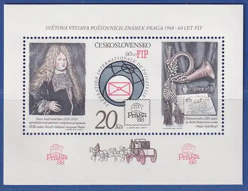 Tschechoslowakei 1986 Briefmarkenausstellung Prag Mi.-Nr. Block 67 C **