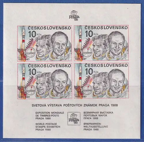 Tschechoslowakei 1988 Briefmarkenausstellung Prag Mi.-Nr. Block 73 postfrisch **
