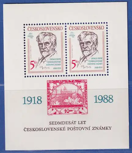 Tschechoslowakei 1988 Briefmarkenausstellung Prag A. Mucha Mi.-Nr. Block 87 **