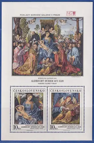 Tschechoslowakei 1989 Gemälde von Albrecht Dürer  Mi.-Nr. Block 92 **