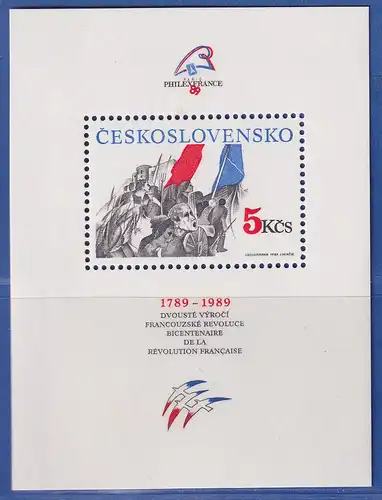Tschechoslowakei 1989 - 200 Jahre Französische Revolution Mi.-Nr. Block 93 **